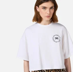 Elisabetta Franchi Top And T-Shirts|Cropped jersey T-shirt with logo