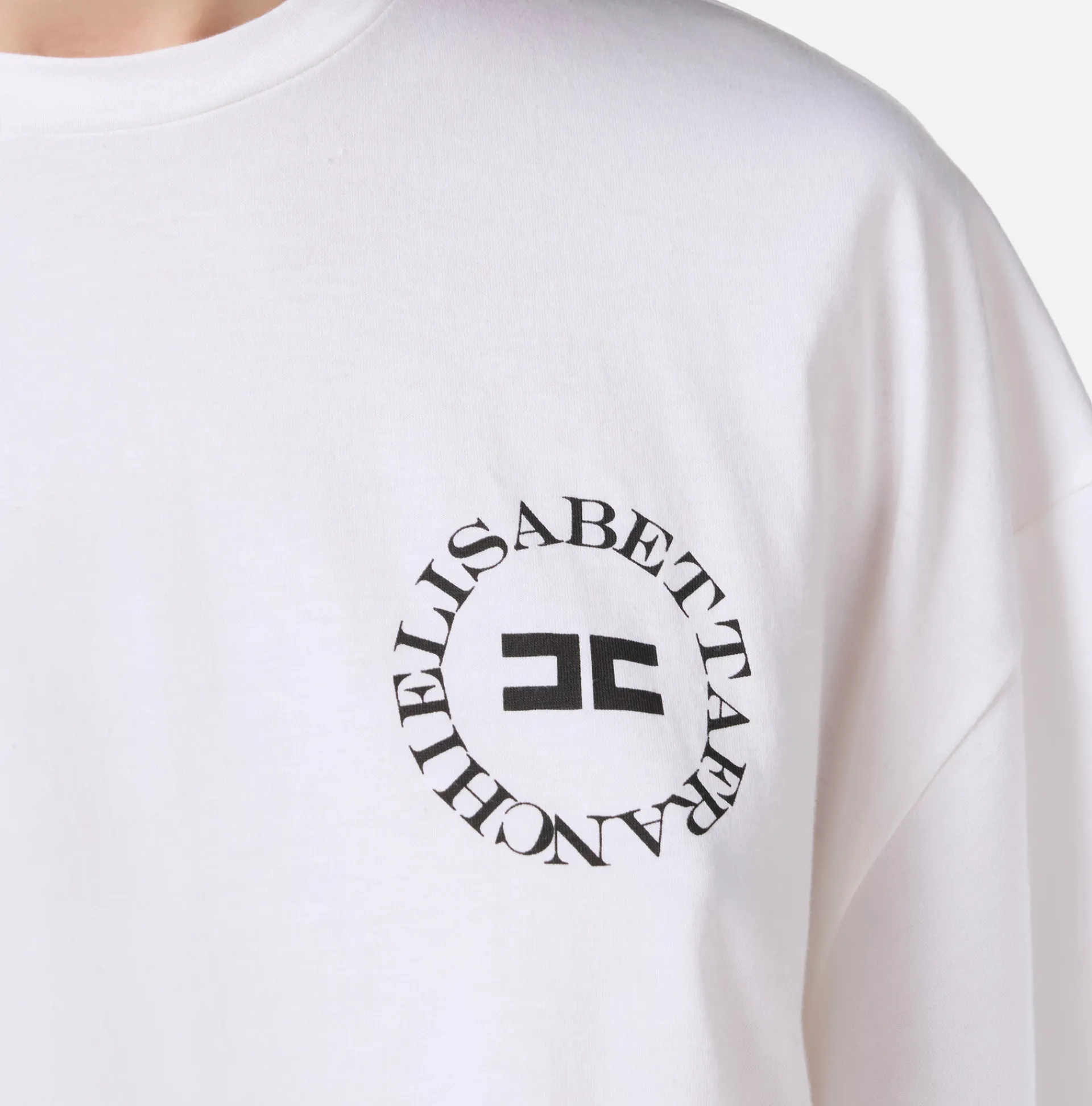 Elisabetta Franchi Top And T-Shirts|Cropped jersey T-shirt with logo