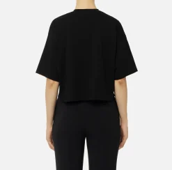 Elisabetta Franchi Top And T-Shirts|Cropped jersey T-shirt with logo Black