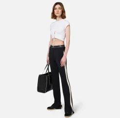 Elisabetta Franchi Top And T-Shirts|Cropped jersey T-shirt with zip Chalk