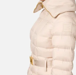 Elisabetta Franchi Coats And Jackets|Cropped nylon down jacket with wide collar Latex