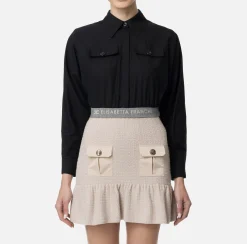 Elisabetta Franchi Shirts And Blouses|Cropped poplin shirt with waistband Black