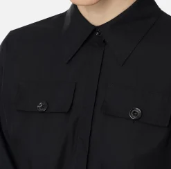Elisabetta Franchi Shirts And Blouses|Cropped poplin shirt with waistband Black