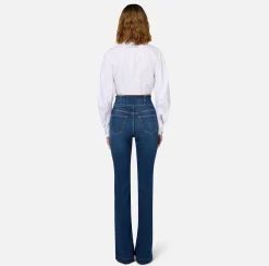 Elisabetta Franchi Shirts And Blouses|Cropped poplin shirt with draping and ring White
