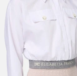 Elisabetta Franchi Shirts And Blouses|Cropped poplin shirt with waistband White