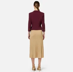 Elisabetta Franchi Jackets And Trench Coats|Tailleur|Cropped stretch crêpe jacket with chain RougeNoir