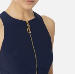Elisabetta Franchi Top And T-Shirts|Cropped top in double layer crêpe with zip Navy