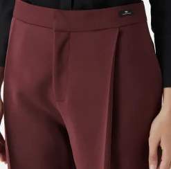 Elisabetta Franchi Trousers And Shorts|Cropped trousers in stretch cool wool with darts RougeNoir