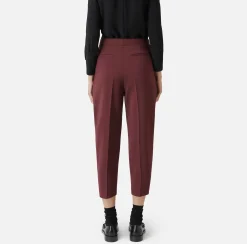 Elisabetta Franchi Trousers And Shorts|Cropped trousers in stretch cool wool with darts RougeNoir