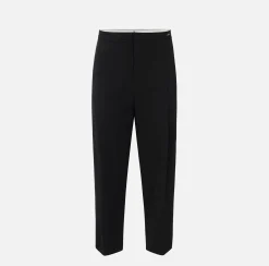 Elisabetta Franchi Trousers And Shorts|Cropped trousers in stretch cool wool with darts Black