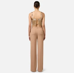 Elisabetta Franchi Top And T-Shirts|Crêpe bandeau top embroidered with sequins Gold