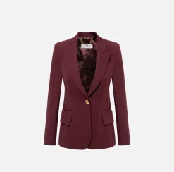 Elisabetta Franchi Jackets And Trench Coats|Crêpe blazer with peak lapels RougeNoir