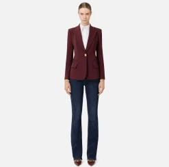 Elisabetta Franchi Jackets And Trench Coats|Crêpe blazer with peak lapels RougeNoir