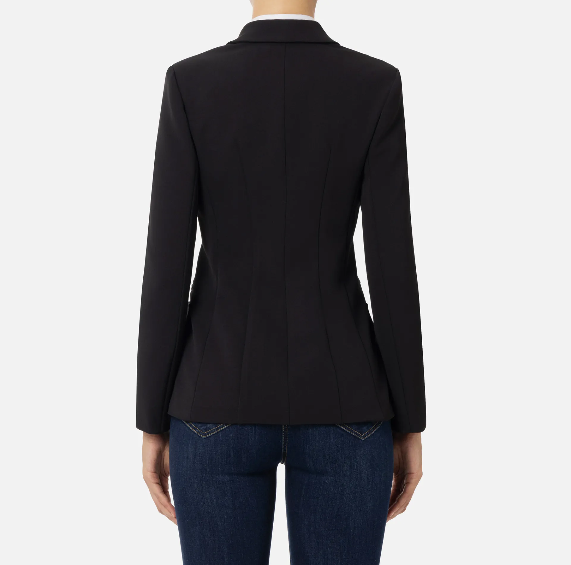 Elisabetta Franchi Jackets And Trench Coats|Crêpe blazer with peak lapels Black
