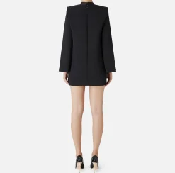 Elisabetta Franchi Mini Dresses|Dresses|Crêpe boxy dress with satin lapels Black