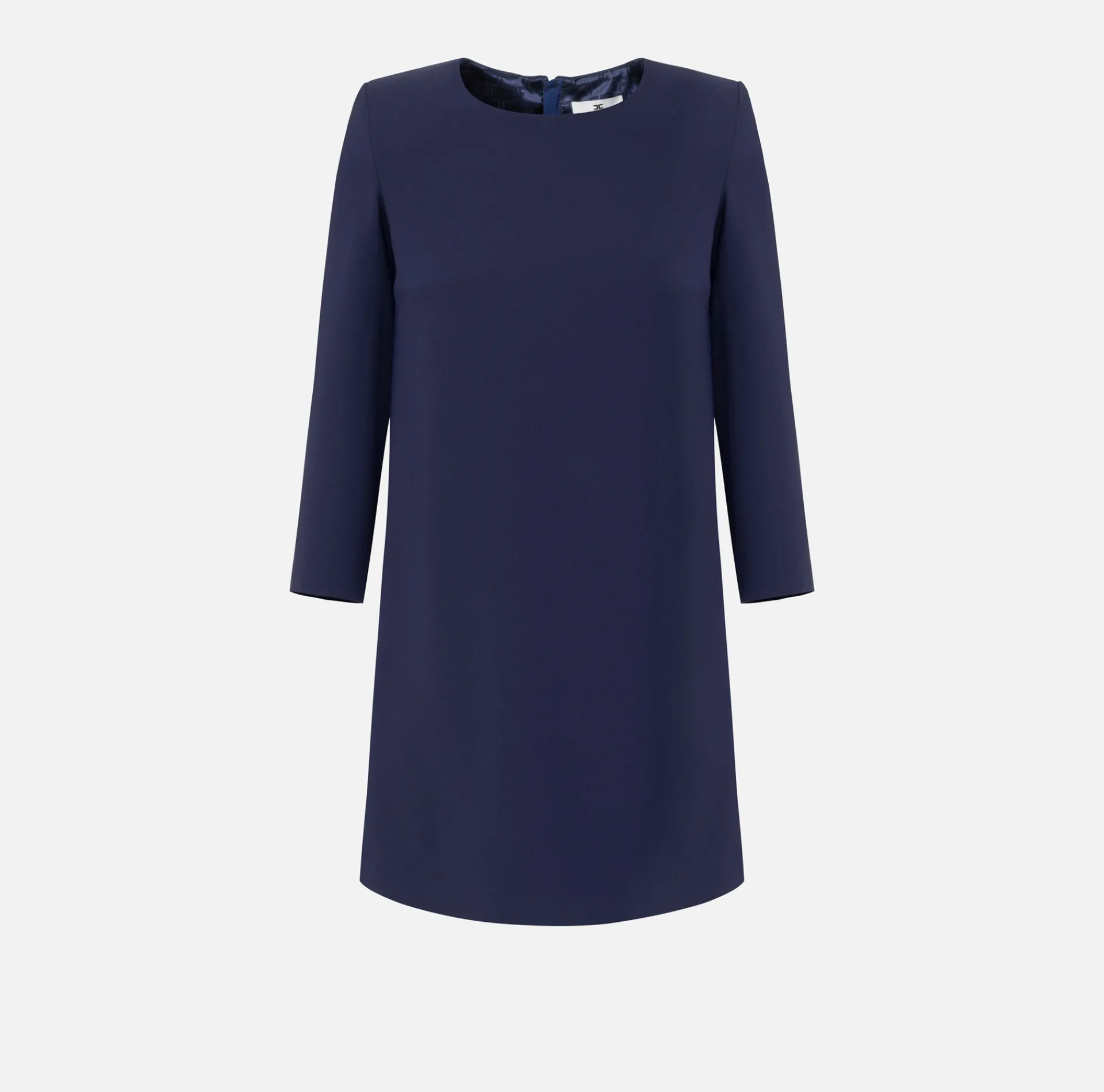 Elisabetta Franchi Mini Dresses|Dresses|Crêpe boxy mini-dress with voile insert Navy