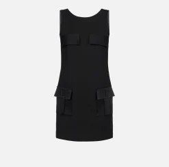 Elisabetta Franchi Mini Dresses|Dresses|Crêpe boxy mini-dress with pockets Black