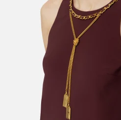 Elisabetta Franchi Mini Dresses|Dresses|Crêpe boxy mini-dress with necklace RougeNoir