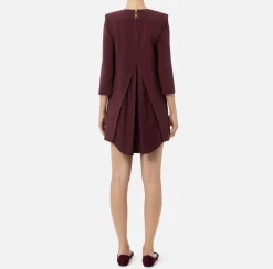 Elisabetta Franchi Mini Dresses|Dresses|Crêpe boxy mini-dress with voile insert RougeNoir