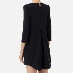 Elisabetta Franchi Mini Dresses|Dresses|Crêpe boxy mini-dress with voile insert Black