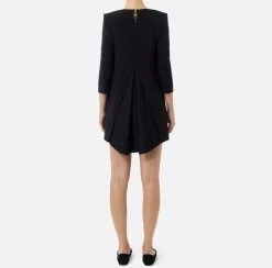 Elisabetta Franchi Mini Dresses|Dresses|Crêpe boxy mini-dress with voile insert Black