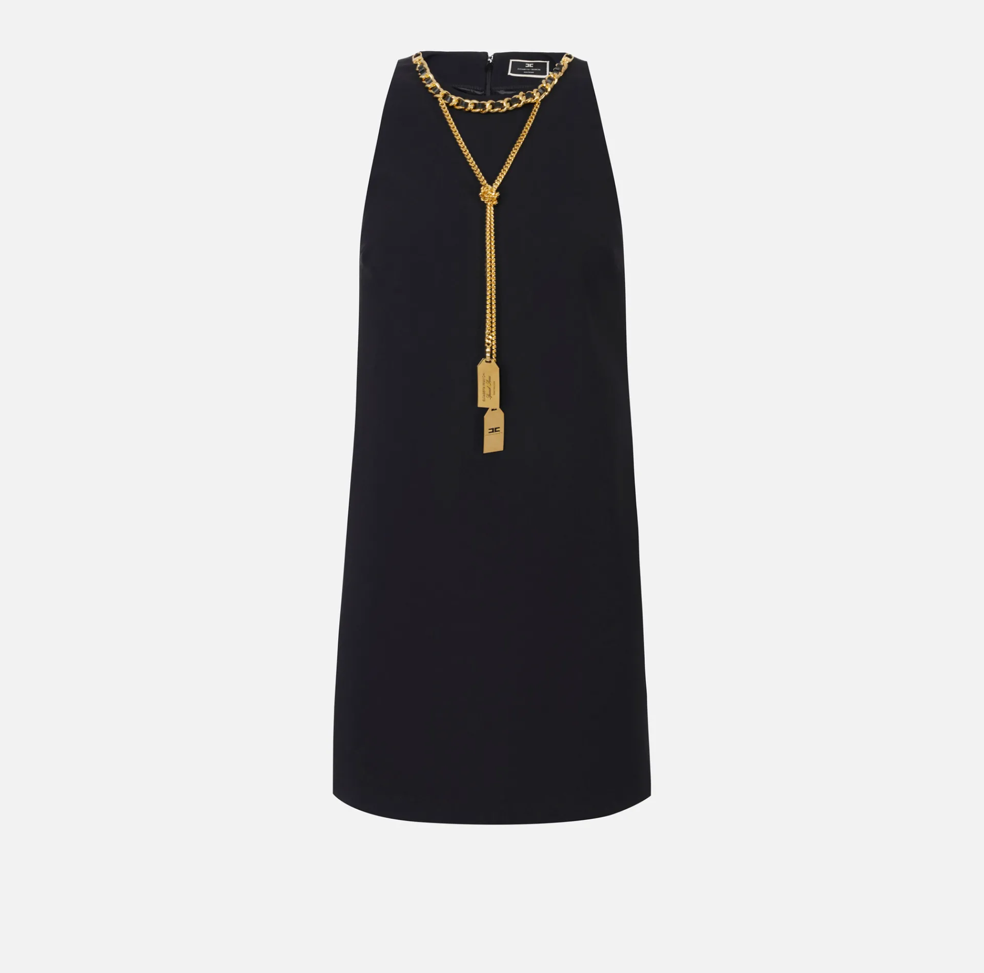 Elisabetta Franchi Mini Dresses|Dresses|Crêpe boxy mini-dress with necklace Black