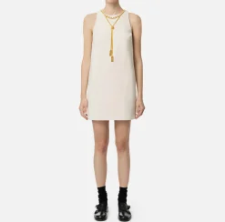 Elisabetta Franchi Mini Dresses|Dresses|Crêpe boxy mini-dress with necklace Butter