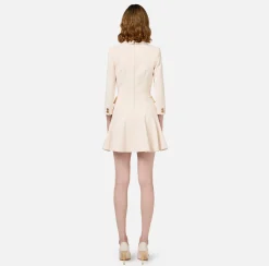 Elisabetta Franchi Mini Dresses|Coat Dresses|Crêpe coat dress with groumette chain Butter