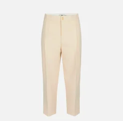 Elisabetta Franchi Trousers And Shorts|Crêpe cropped trousers with darts Cream