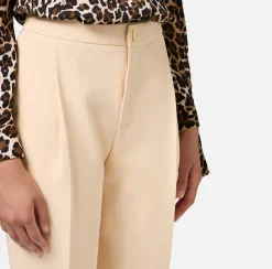 Elisabetta Franchi Trousers And Shorts|Crêpe cropped trousers with darts Cream