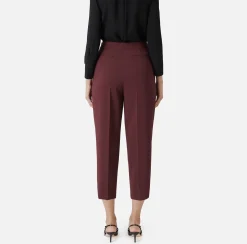 Elisabetta Franchi Trousers And Shorts|Crêpe cropped trousers with darts RougeNoir