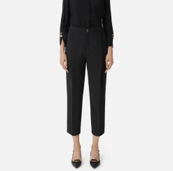 Elisabetta Franchi Trousers And Shorts|Crêpe cropped trousers with darts Black