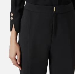 Elisabetta Franchi Trousers And Shorts|Crêpe cropped trousers with darts Black