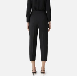 Elisabetta Franchi Trousers And Shorts|Crêpe cropped trousers with darts Black