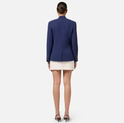 Elisabetta Franchi Jackets And Trench Coats|Crêpe jacket with patch Navy