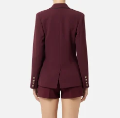 Elisabetta Franchi Jackets And Trench Coats|Crêpe jacket with patch RougeNoir