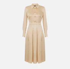 Elisabetta Franchi Midi Dresses|Dresses|Crêpe shirt-dress with pockets Cream