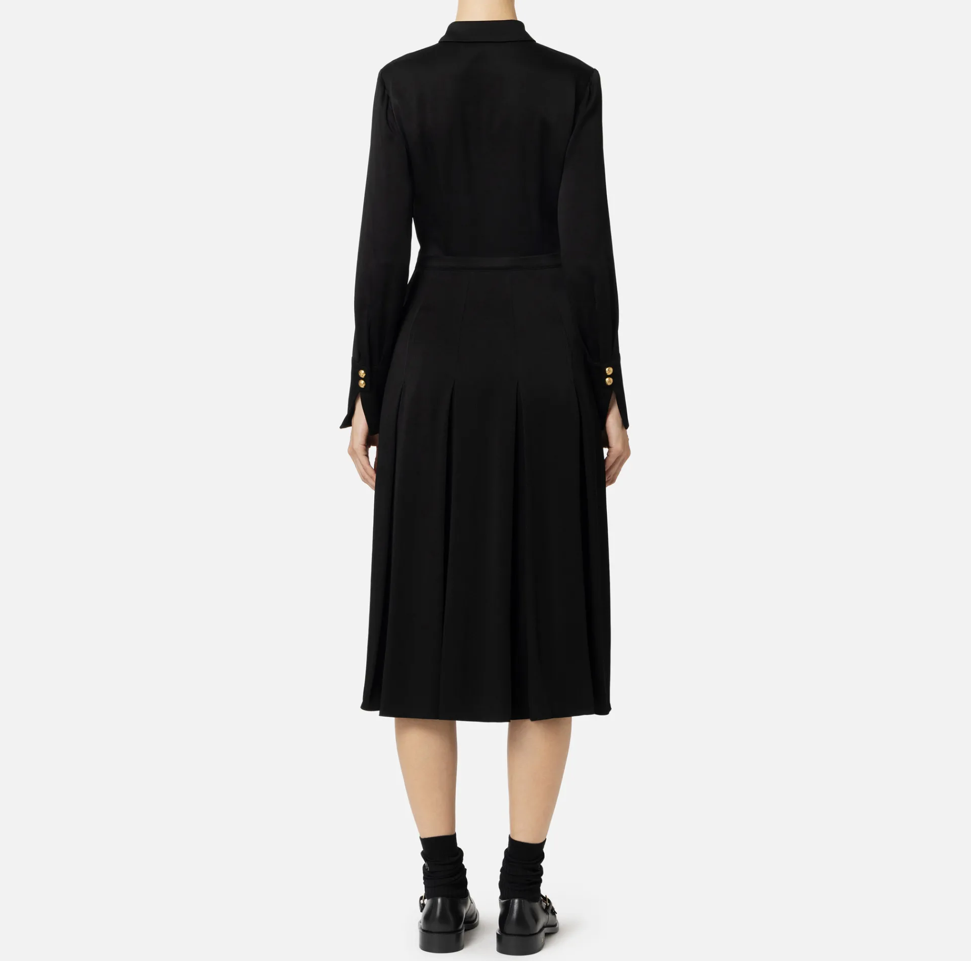 Elisabetta Franchi Midi Dresses|Dresses|Crêpe shirt-dress with pockets Black