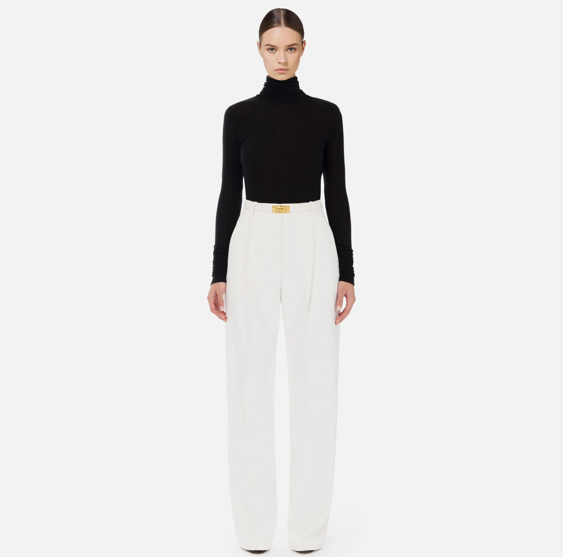 Elisabetta Franchi Trousers And Shorts|Crêpe trousers with darts Ivory