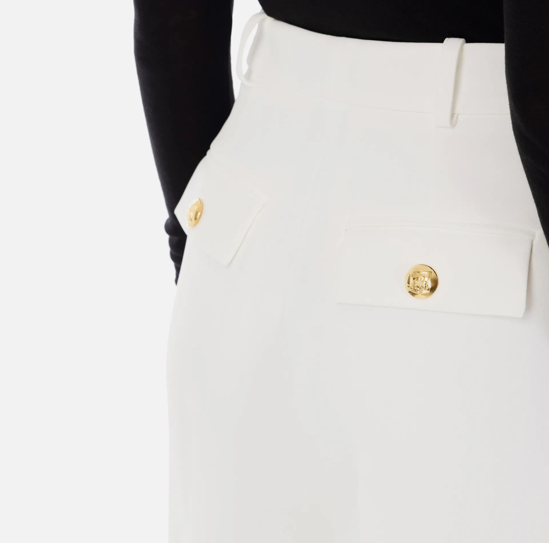 Elisabetta Franchi Trousers And Shorts|Crêpe trousers with darts Ivory