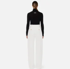 Elisabetta Franchi Trousers And Shorts|Crêpe trousers with darts Ivory