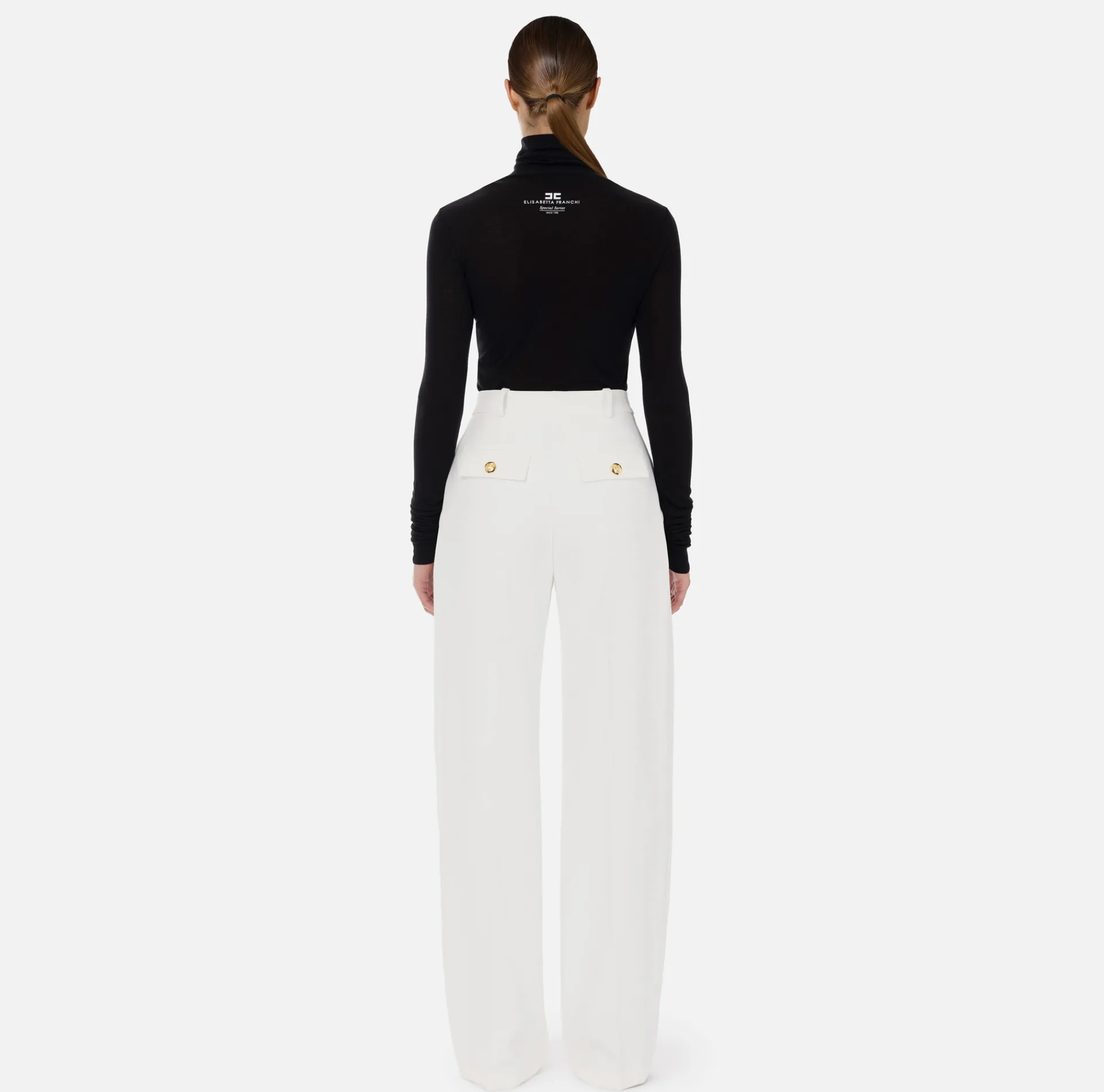 Elisabetta Franchi Trousers And Shorts|Crêpe trousers with darts Ivory