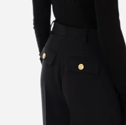 Elisabetta Franchi Trousers And Shorts|Crêpe trousers with darts Black