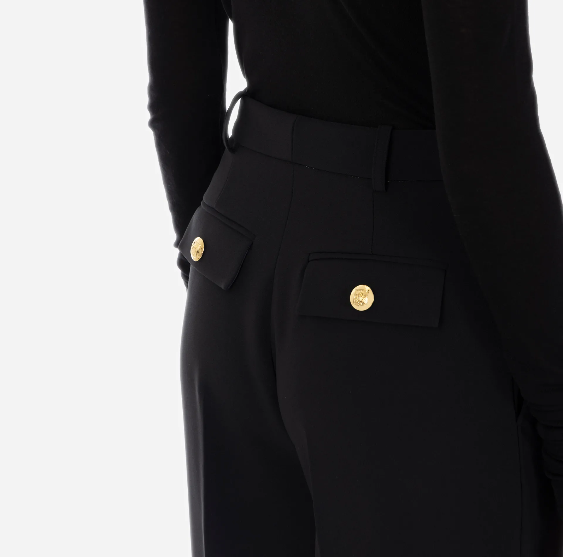 Elisabetta Franchi Trousers And Shorts|Crêpe trousers with darts Black