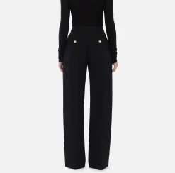 Elisabetta Franchi Trousers And Shorts|Crêpe trousers with darts Black