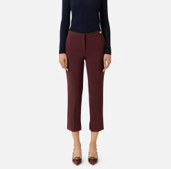 Elisabetta Franchi Trousers And Shorts|Crêpe trousers with slits RougeNoir