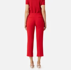 Elisabetta Franchi Trousers And Shorts|Crêpe trousers with slits RedPassion