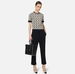 Elisabetta Franchi Trousers And Shorts|Crêpe trousers with slits Black