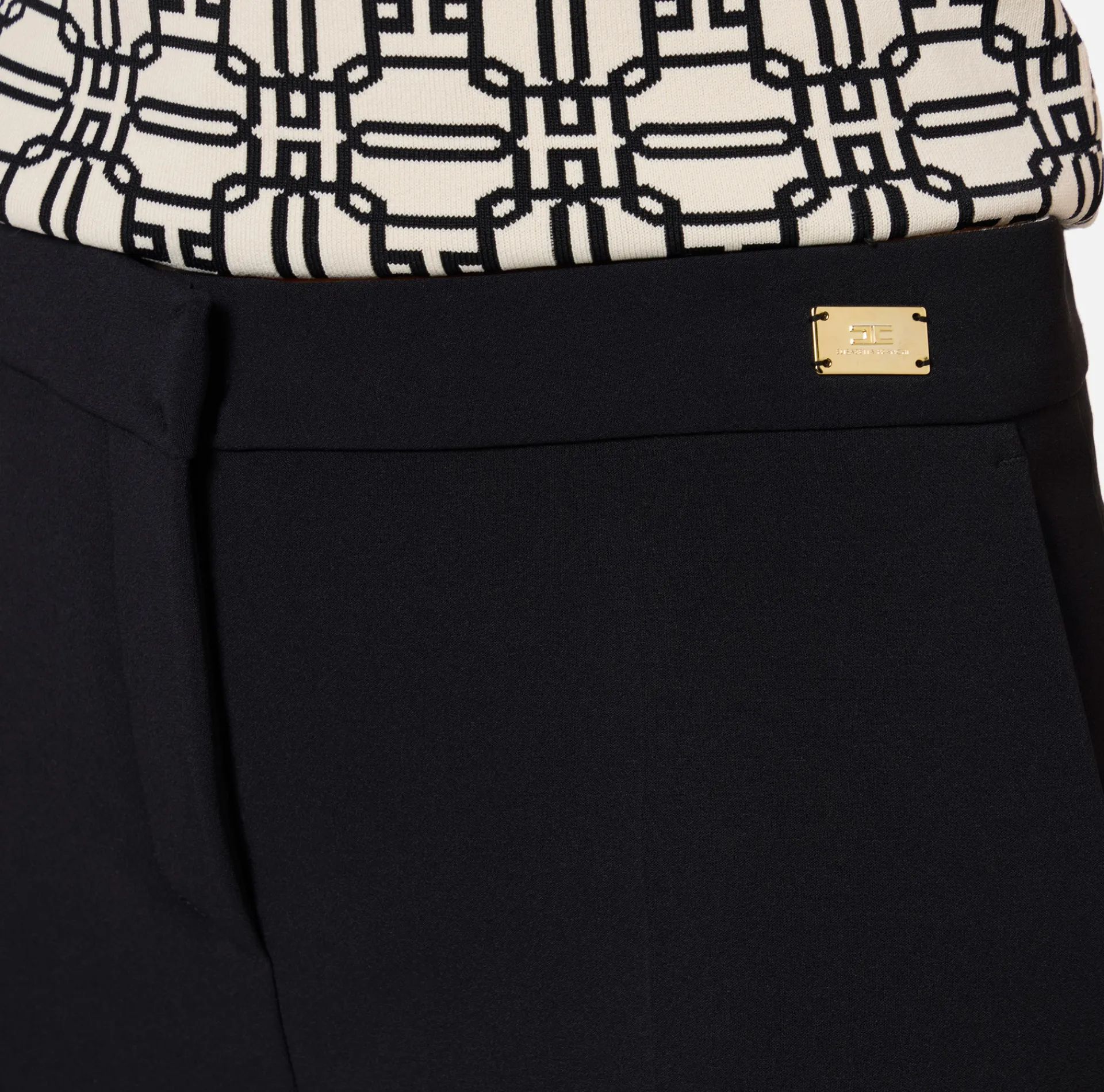 Elisabetta Franchi Trousers And Shorts|Crêpe trousers with slits Black