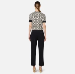 Elisabetta Franchi Trousers And Shorts|Crêpe trousers with slits Black